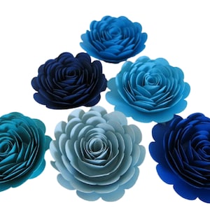 6 tonalità di rose di carta blu, fiori da 3", fiori da matrimonio, decorazioni per addio al nubilato, decorazioni per la cameretta dei bambini, decorazioni floreali per l'organizzazione di eventi