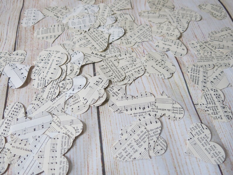200 Piece Vintage Music Hearts Confetti Wedding Table Scatter Music Theme Party Song Book Pages Confetti Decoration