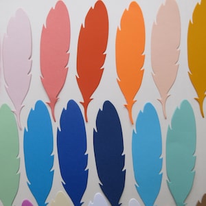 12-36 papiers cartonnés, formes de plumes de 17 cm, décorations de fête sur le thème de la volière, ficelez-les pour faire une guirlande, idées de bannières