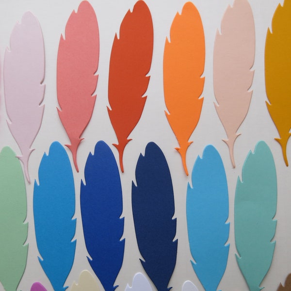 12-36 Big Card Stock 5 inch Feather Shapes, Aviary Theme Party Decorations, String Them Up to Make Garland, Banner Ideas