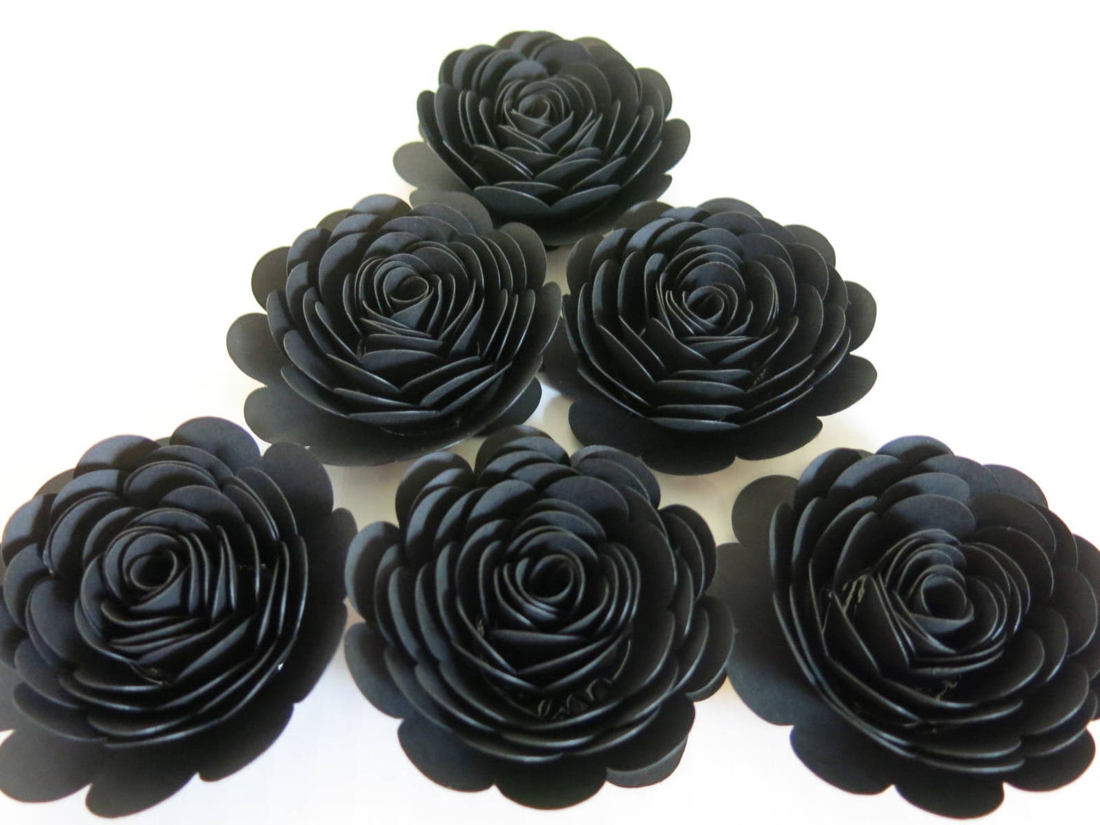 Black Paper Roses Set of 6 3 Flowers Retirement | Etsy