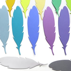 Formas cortadas de penas de papel grande de 5 polegadas, enfeites de álbum de recortes de cartão, cor personalizada, reentrância, néon, natural, pastel 100 200 300