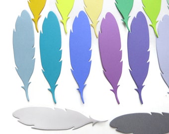 Large Paper 5 Inch Feather Die Cut Shapes, Card Stock Scrapbook Embellishments, Custom Color, Bight, Neon, Natural, Pastel 100 200 300