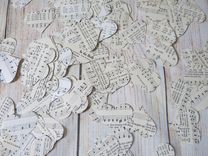 200 Piece Vintage Music Hearts Confetti Wedding Table Scatter Music Theme Party Song Book Pages Confetti Decoration