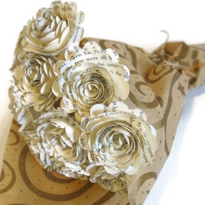 Book Page Paper Flowers, Loose or on Stems, 1.5 Inch, Literary Theme