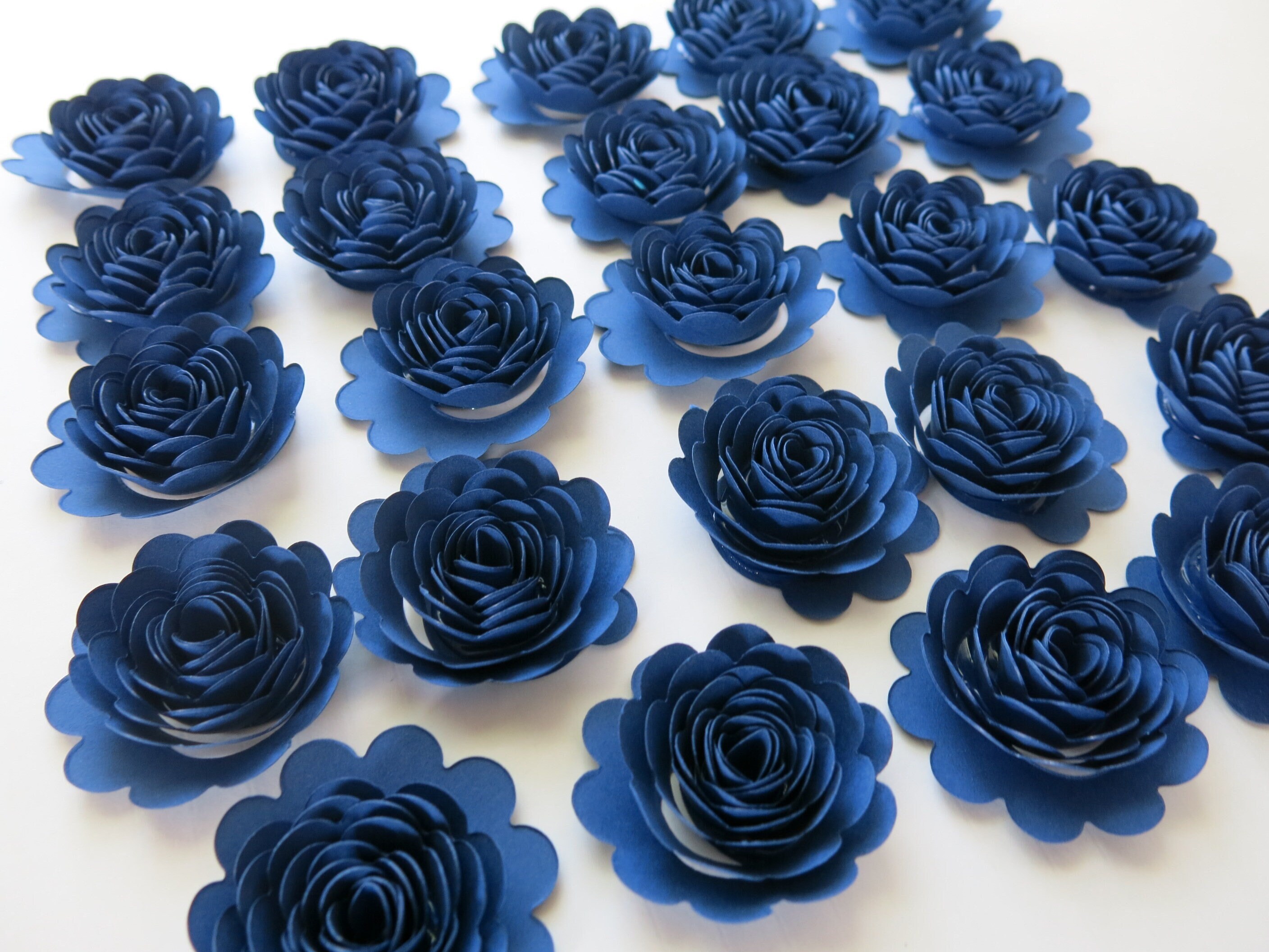 Navy Blue Carnations Set of 24 1.5 Scalloped Paper Etsy