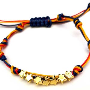 I Love Venezuela Bracelet, Venezuelan String Prayer Bracelet, Tricolor Bracelet - Handwoven Macramé with 7 Gold-Plated Stars
