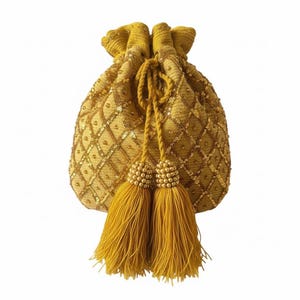 Hand Embroider Wayuu Bag Mustard Yellow- Large
