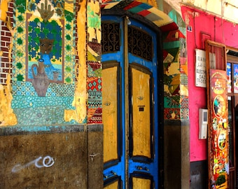 Jadar Ramzia, a Morrocan Doorway Fine Art Photography Print, featuring the religious symbols of this home and it's entryway