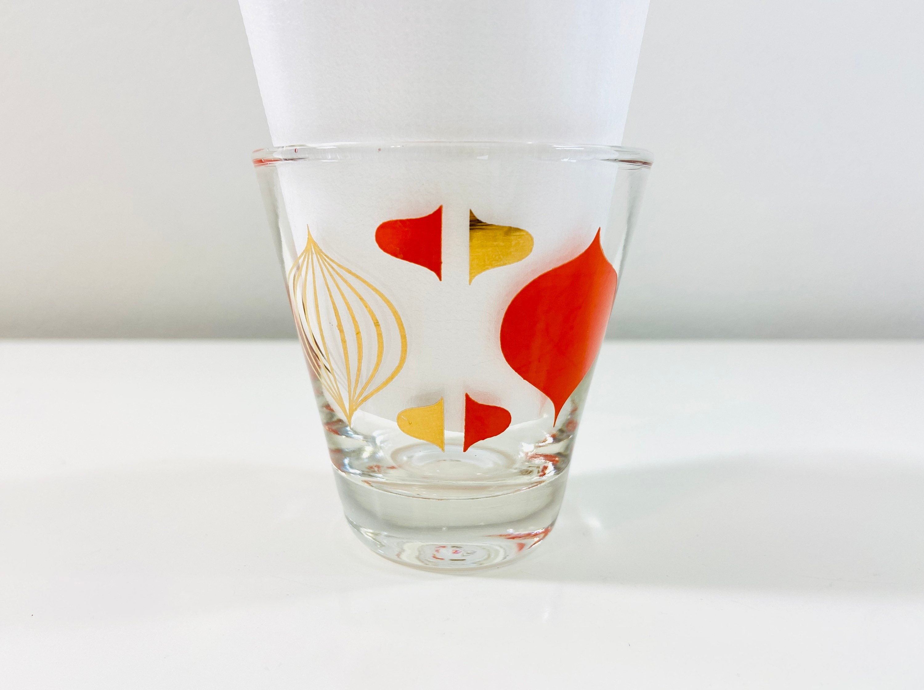 Mid Century Modern Orange and Gold Small Liqueur Glass Etsy