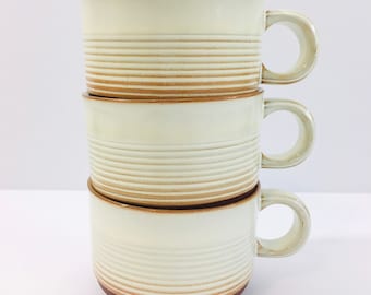 Vintage Staffordshire Potteries Terracotta Mugs ~ Set of 3 ~ Glazed Interior, Unglazed Bottom