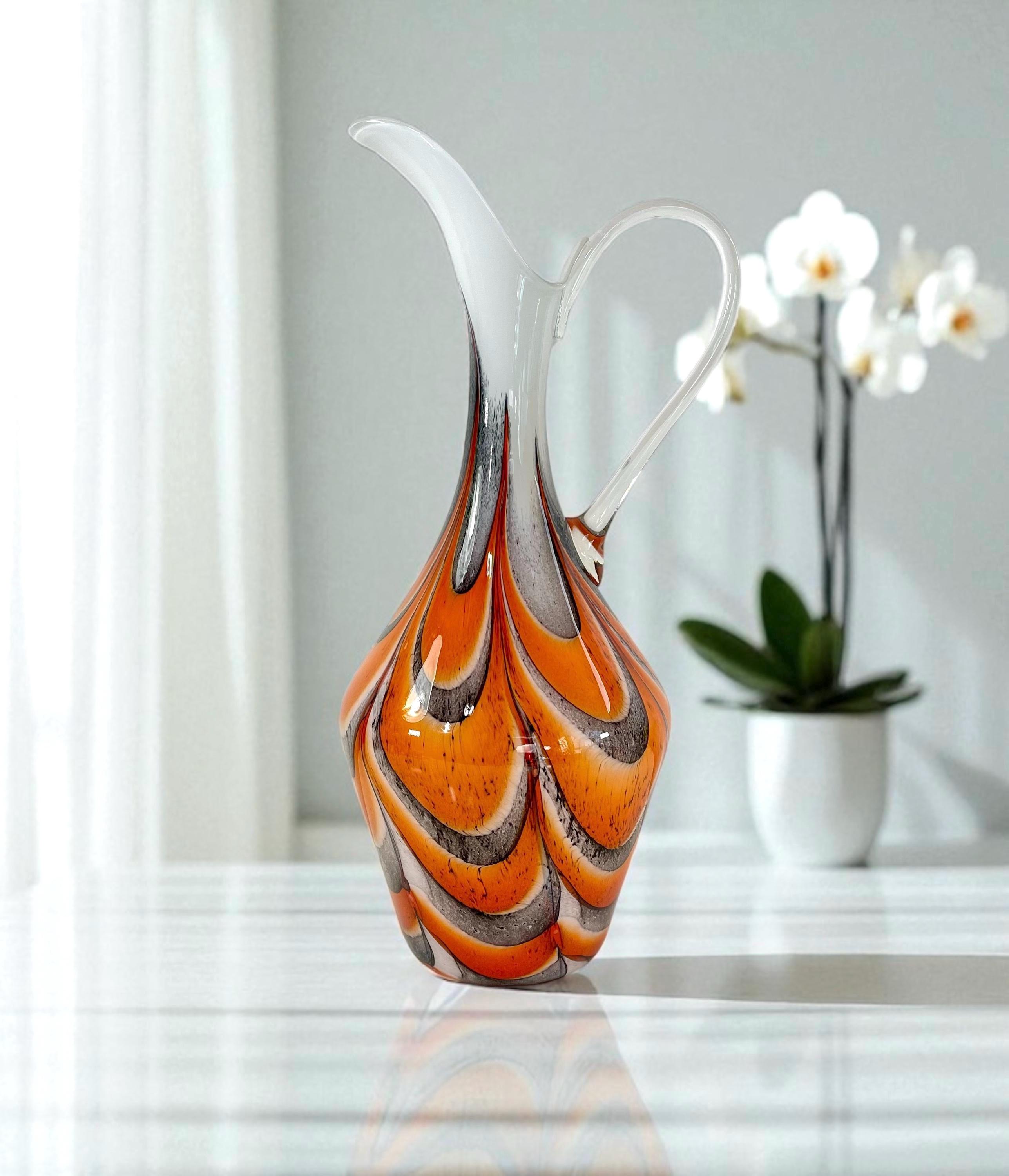 VB Opaline Florence Marbled Orange, Black and White Decorative