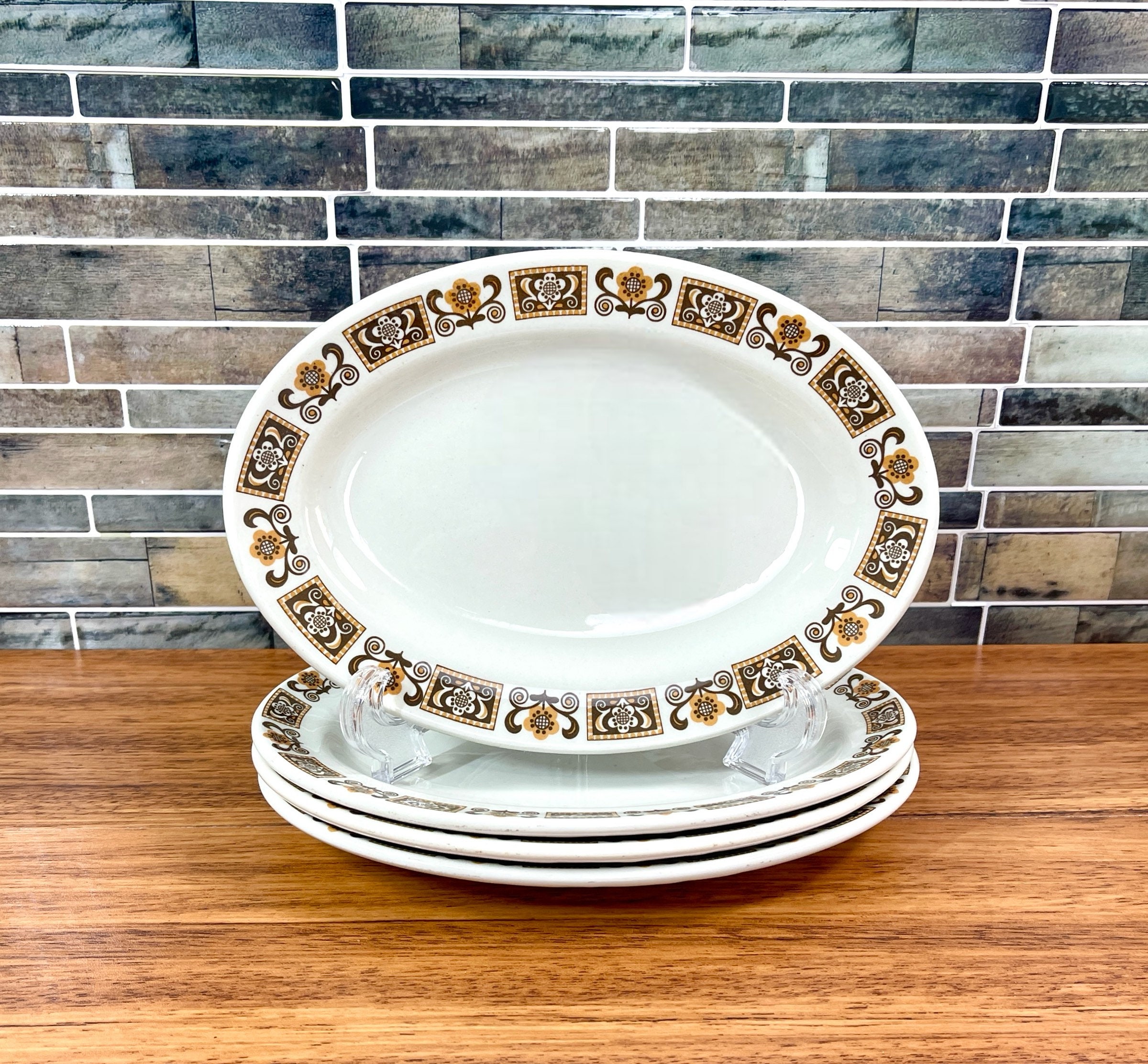 Grindley 'Tavern' Vitrified Small Oval Plates / Vintage Grindley Alpha 27 Vitrified Restaurant Small Oval Side Plate / Vitrified China Plate