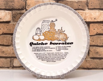 Vintage Royal China Country Harvest Quiche Lorraine Ceramic Pie Plate / 80s Bakeware