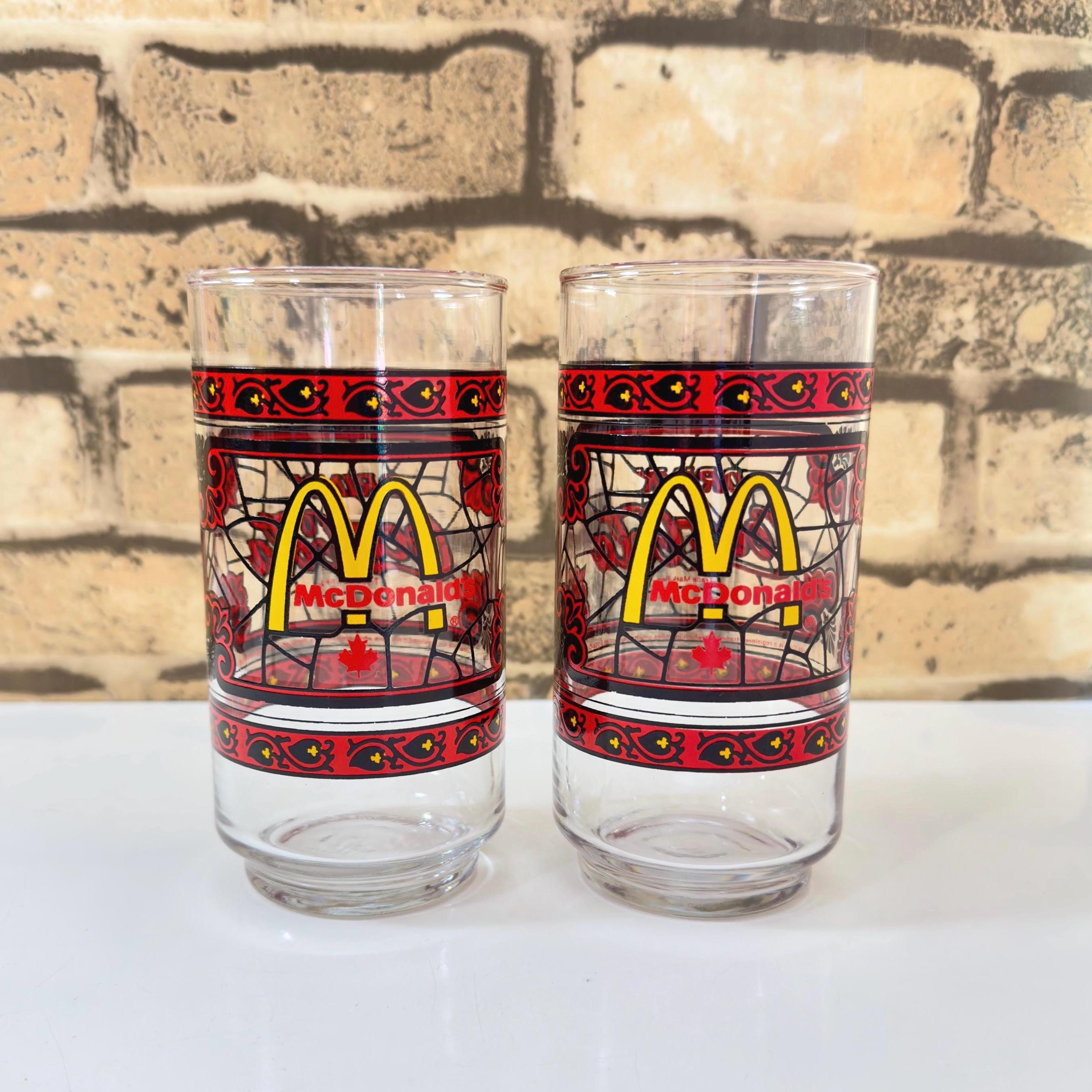Vintage Mcdonald's Canada Coca-cola Glasses / Faux Stained Glass