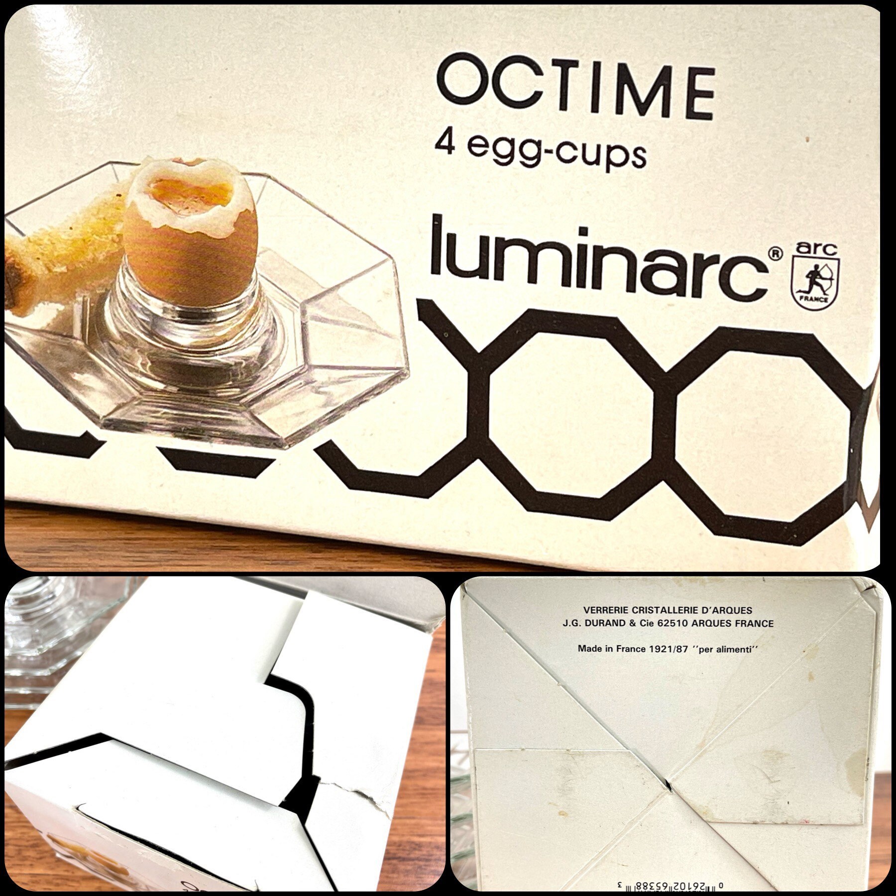 Luminarc France Egg Cups Octime Clear Plate / Vintage image