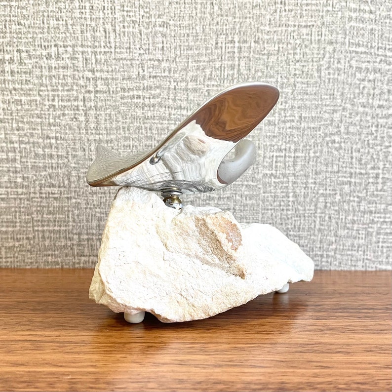 Canadian Goose in Flight Aluminum & Marble Sculpture by Hoselton