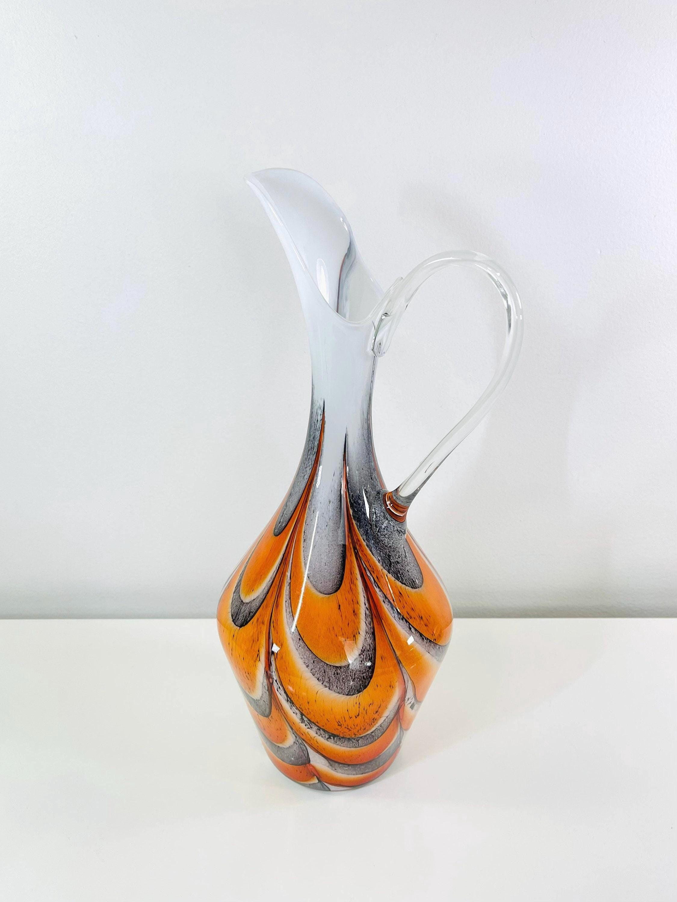 VB Opaline Florence Marbled Orange, Black and White Decorative