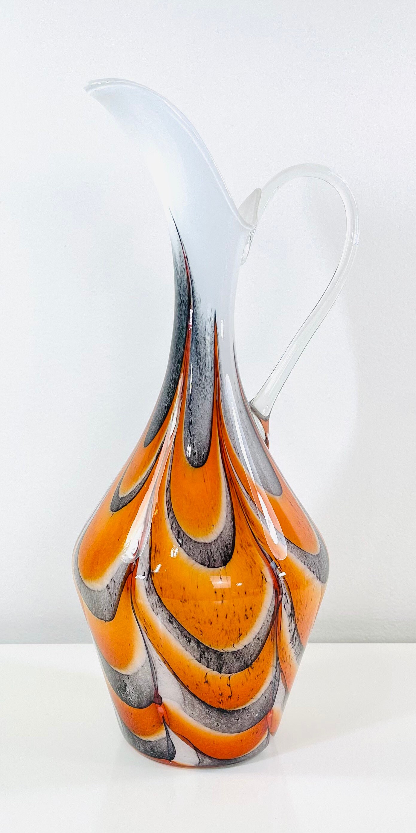 VB Opaline Florence Marbled Orange, Black and White Decorative