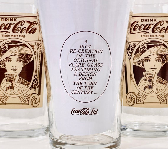 Coca-cola Glass Set, Vintage 16 Oz Soda Fountain Drinking Glasses