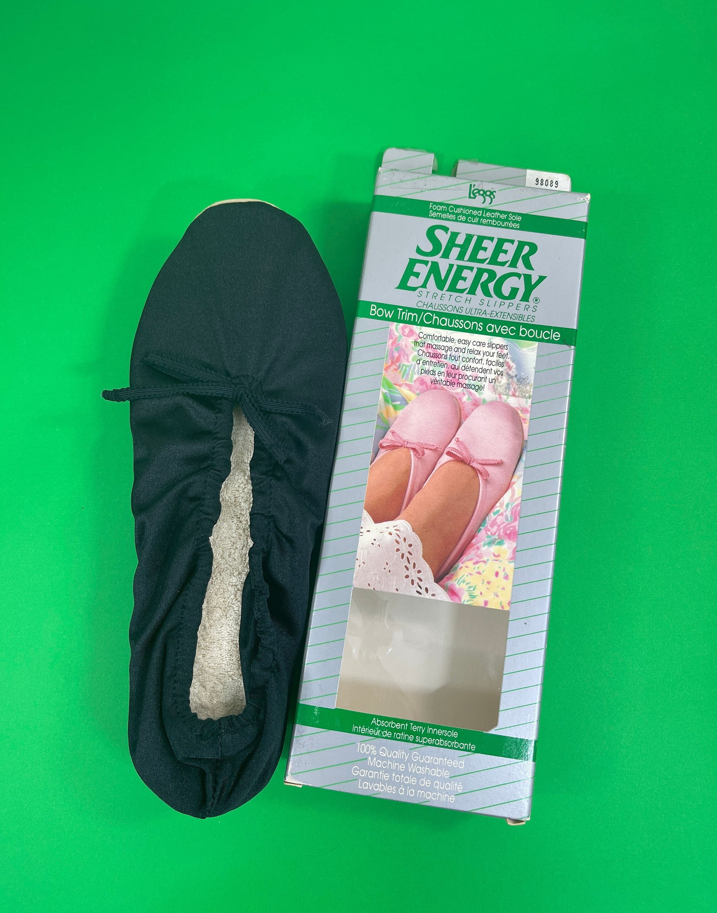L'eggs Sheer Energy Stretch Slippers / Vintage L'eggs Sheer Energy Stretch  Slippers / Vintage 70's Lightweight Travel Slippers 
