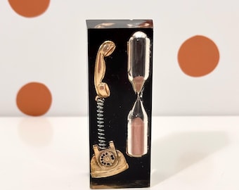 Vintage Lucite Rotary Phone Sand Timer / Lucite Telephone 3 Minute Sand Timer