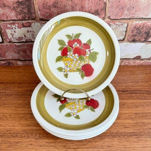 Vintage Mikasa Cera Stone ‘Apple Pie’ Salad Plates / Mikasa Ironstone ‘Apple Pie’ Patterned Side Plates / Retro Mikasa 70s Dinnerware