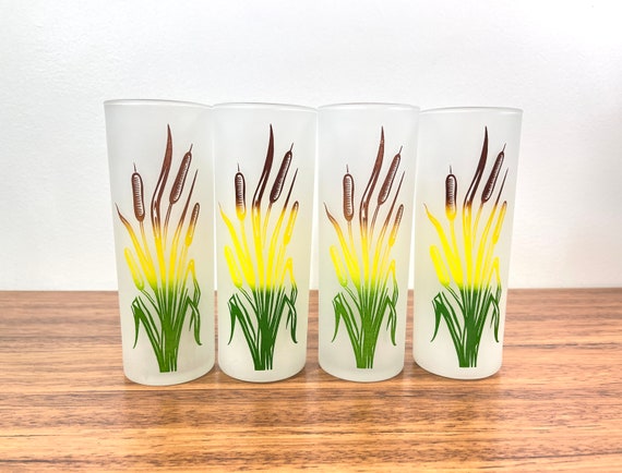 Federal Glass Frosted cattail Glass Tom Collins Glasses / Vintage Federal  Glass Decorated Zombie Glasses / MCM Vintage Bar Glassware -  Denmark