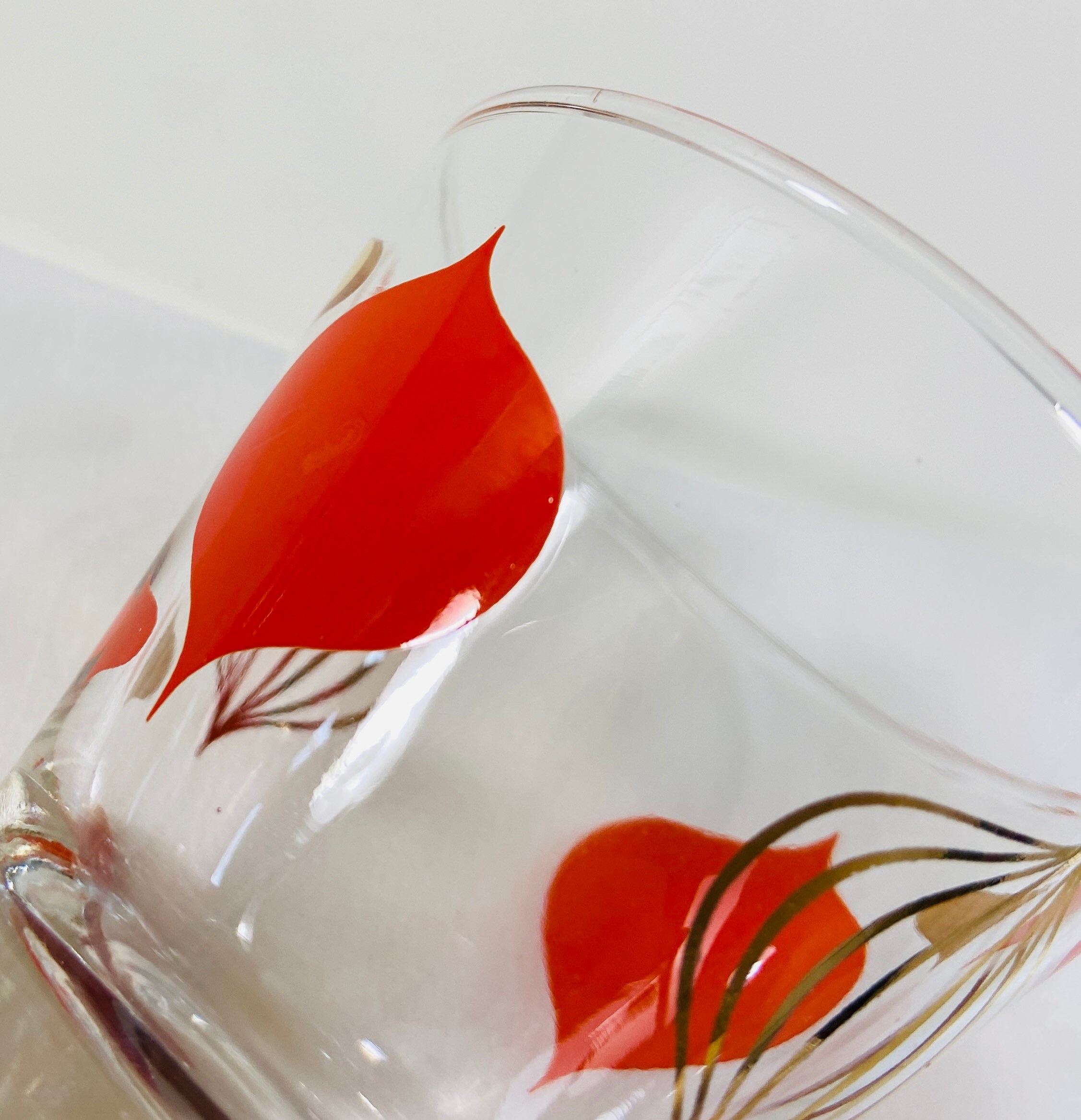 Mid Century Modern Orange and Gold Small Liqueur Glass Etsy