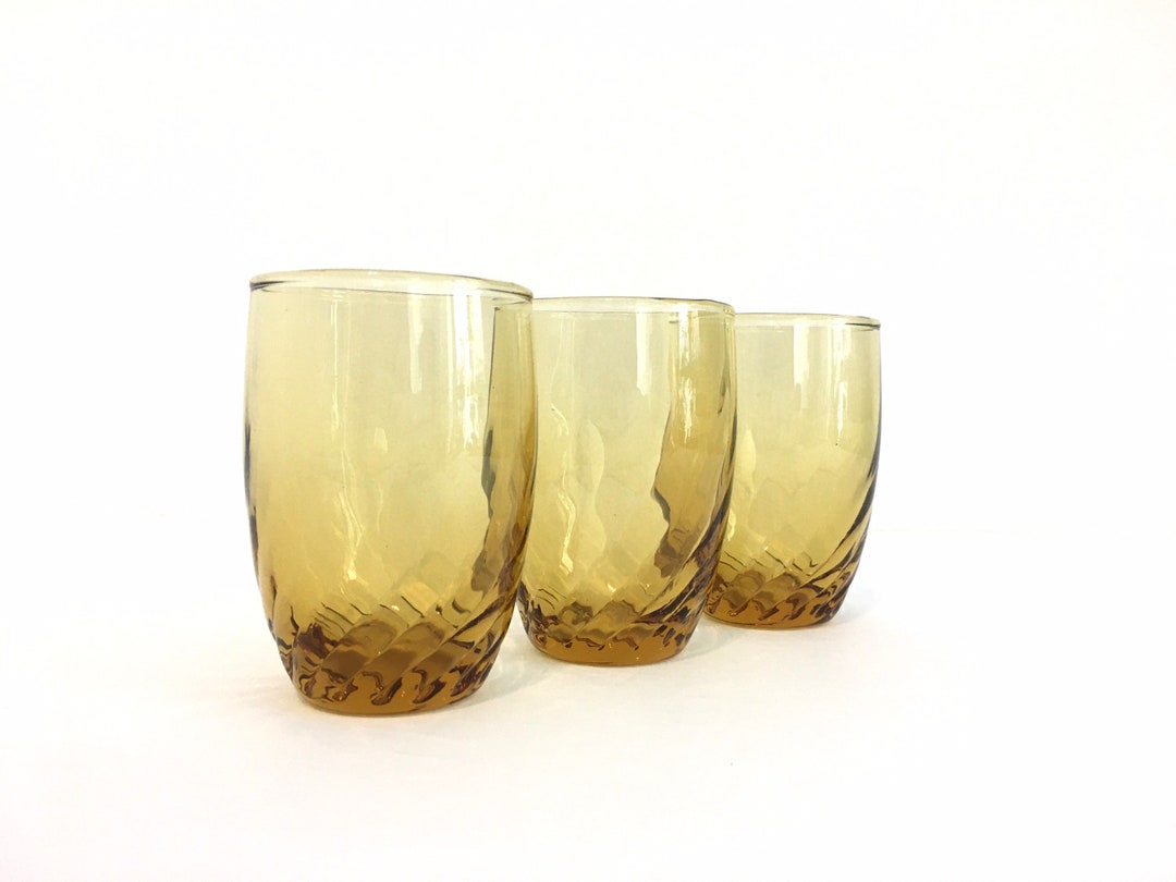 Libbey Gold Tiara Juice Glasses / Vintage Libbey Gold Tiara Small Tumblers / Vintage Libbey