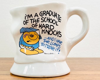 Ziggy Ceramic ‘Hard Knocks’ Graduation Mug / Vintage Ziggy Graduation Mug / Vintage Ziggy Novelty Mug / 80's Ziggy Comic Strip