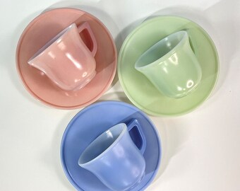 Children’s Play Tea Set By Hazel Atlas New Century / Little Hostess Tea Set / Pastel Milk Glass Tea Set / Vintage Christmas Tea Set