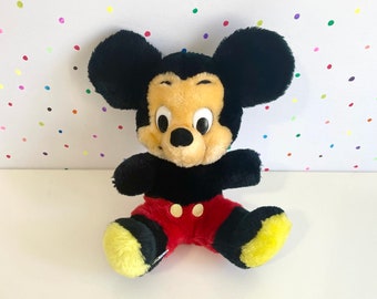 Mickey Mouse 8” Plush / Vintage Walt Disney Productions Classic Mickey Mouse Plush / Small Mickey Mouse Plush Collectible / Retro Mickey