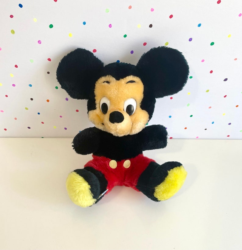 Mickey Mouse 8” Plush / Vintage Walt Disney Productions Classic Mickey Mouse Plush / Small Mickey Mouse Plush Collectible / Retro Mickey image 1