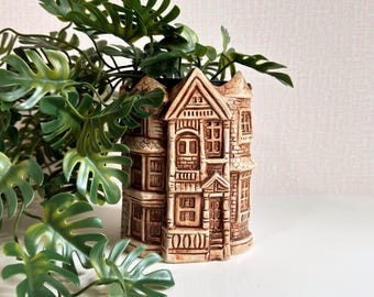 Vintage San Francisco Row House Pottery Planter / Painted Lady House Indoor Planter
