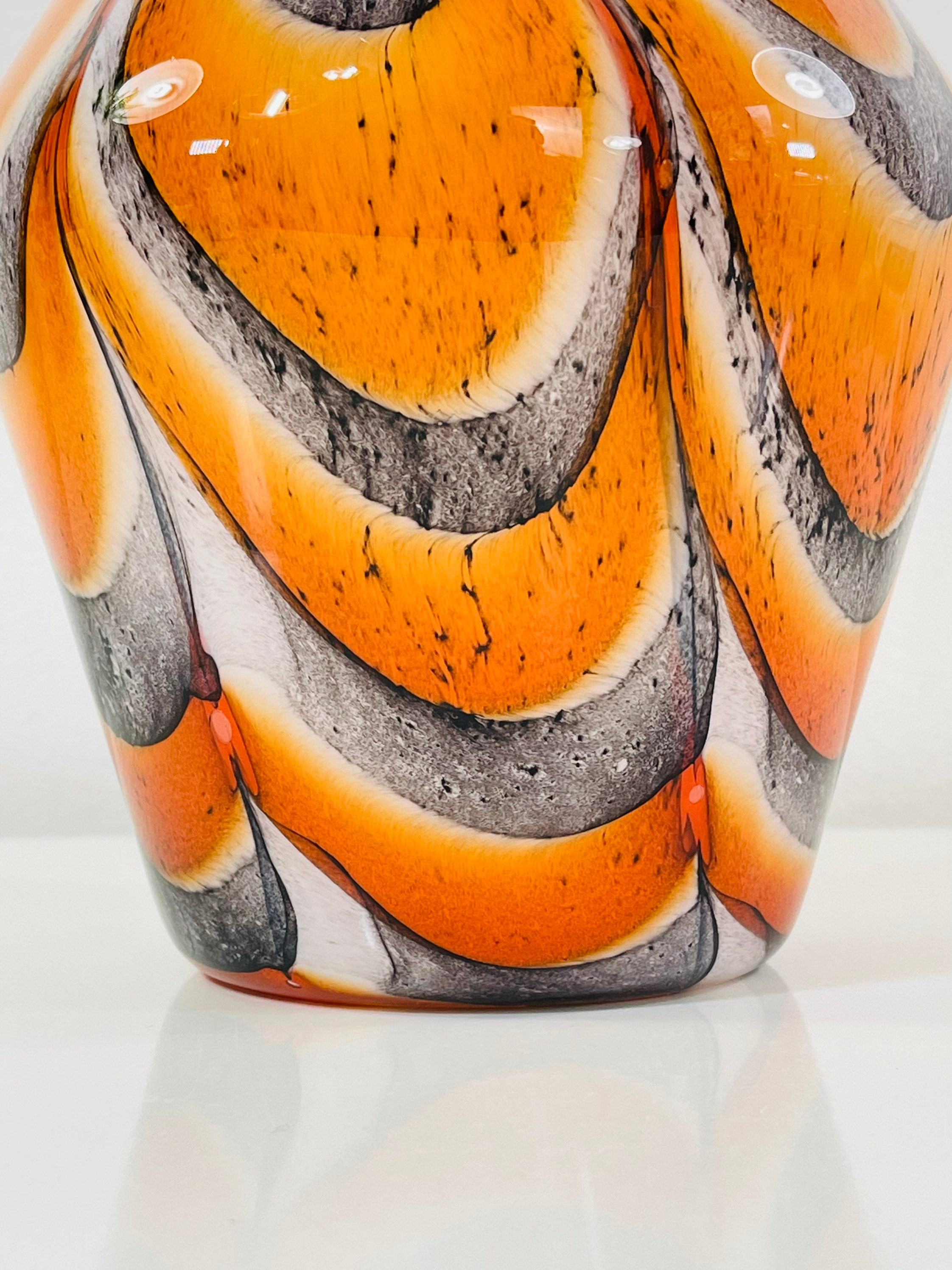 VB Opaline Florence Marbled Orange, Black and White Decorative