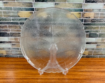 Arcoroc "Aspen" Torte Plate / Vintage Arcoroc Leaf Pattern Clear Round Serving Plate / Arcoroc Serving Platter / Large Serving Platter