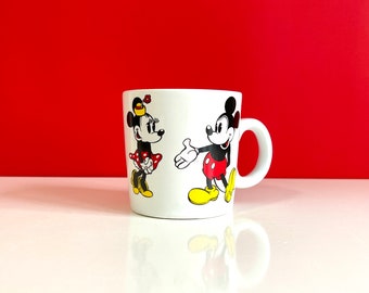 Disney Mickey & Minnie Ceramic Mug / Vintage Walt Disney Company Mickey Mouse and Minnie Mouse Mug / Small Ceramic Mickey and Minnie Mug