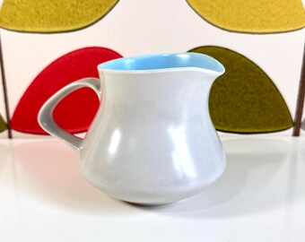 Vintage Poole Pottery TwinTone Creamer C104 / Mid Century Dove Grey & Sky Blue Milker