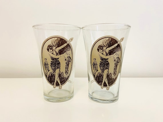 1980s Mothers Pizza Spaghetti House Flare Glass Vintage Set Of 2 Coca Cola