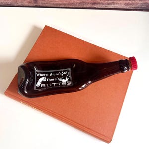 Flattened Courvoisier Cognac Bottle Ashtray / Retro Novelty Ashtray