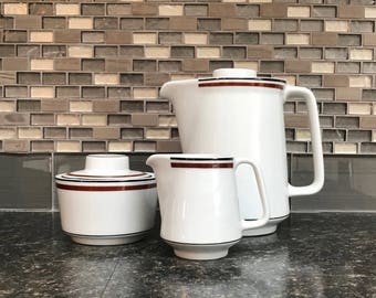 Vintage Lubiana Teapot w/ Matching Sugar Bowl and Creamer / Lubiana Coffee  Serving Set