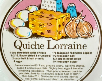 Vintage Manoir Recipe Pie Plates Quiche Lorraine~Cherry~Lemon Meringue / 1980s Kitchen Decor