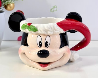 Disney Parks Holiday Mickey Mouse 3D Mug / 2017 Disney Santa Mickey Mouse Collectible Mug / Small Mickey Mouse Festive Mug