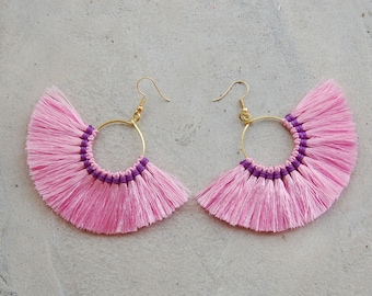 Light Pink Tassel Fan Earrings