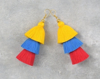 Colourful Beach Tassel Earrings
