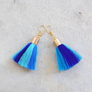 Handgemachte Multi Blau Quaste Ohrringe