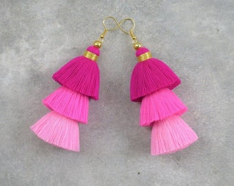 Handmade Pink Ombre Tassel Earrings