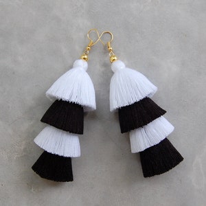 Black & White Tassel Earrings