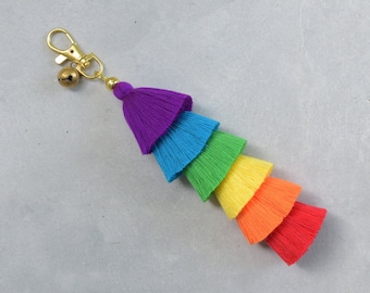 Handmade Rainbow Tassel Beach Bag Charm